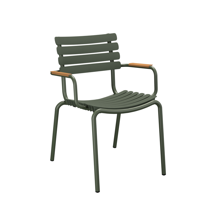 Chaise et petit fauteuil extérieur Houe Chaise RECLIPS accoudoirs bambou