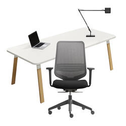 Pack Home Office Pack bureau ATREO WOOD - fauteuil DOT.HOME - lampe KELVIN LED 