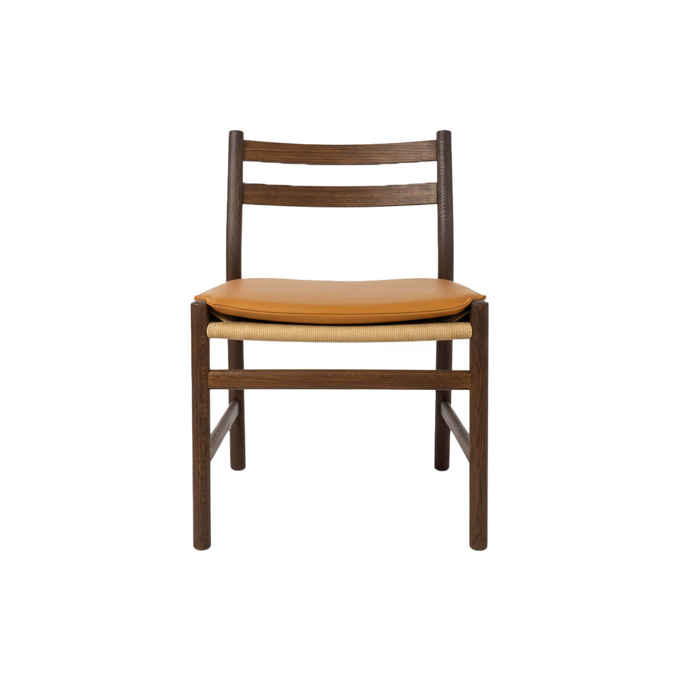 CH47 Chêne massif fumé huilé et corde naturelle de papier / coussin en Cuir sellier Cognac  CARL HANSEN