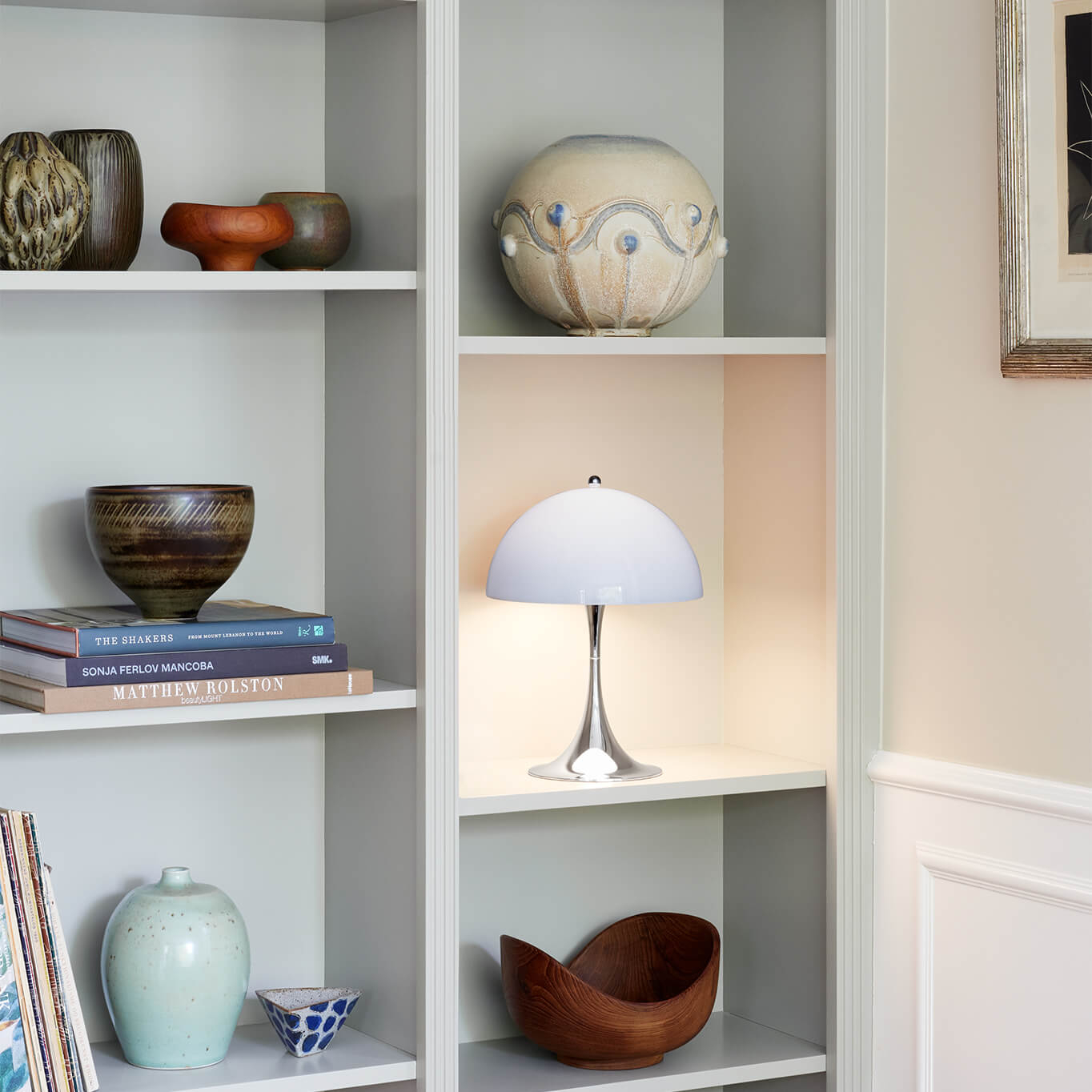 Lampe à poser PANTHELLA 250 Chrome Bleu Gris LOUIS POULSEN