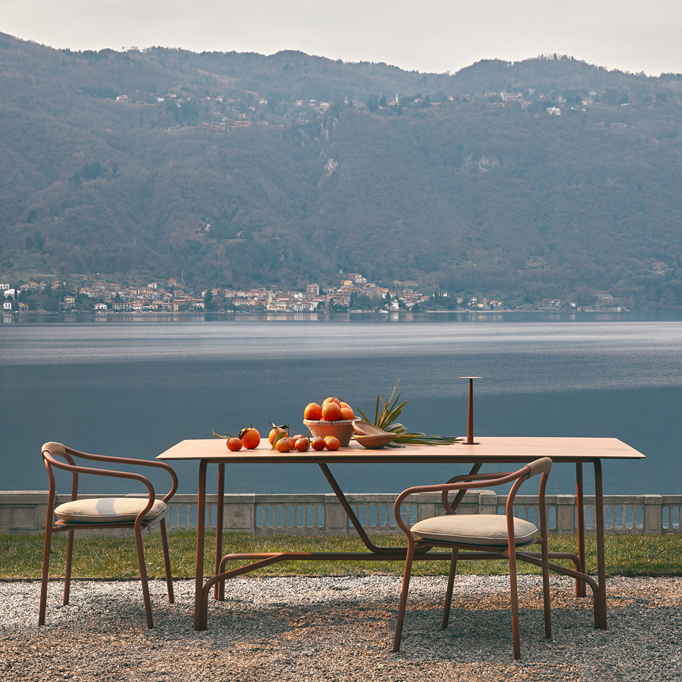 Outdoor Chair and Small Lounge Chair SALO with seat cushion Sand/ Nuvola UNOPIÙ