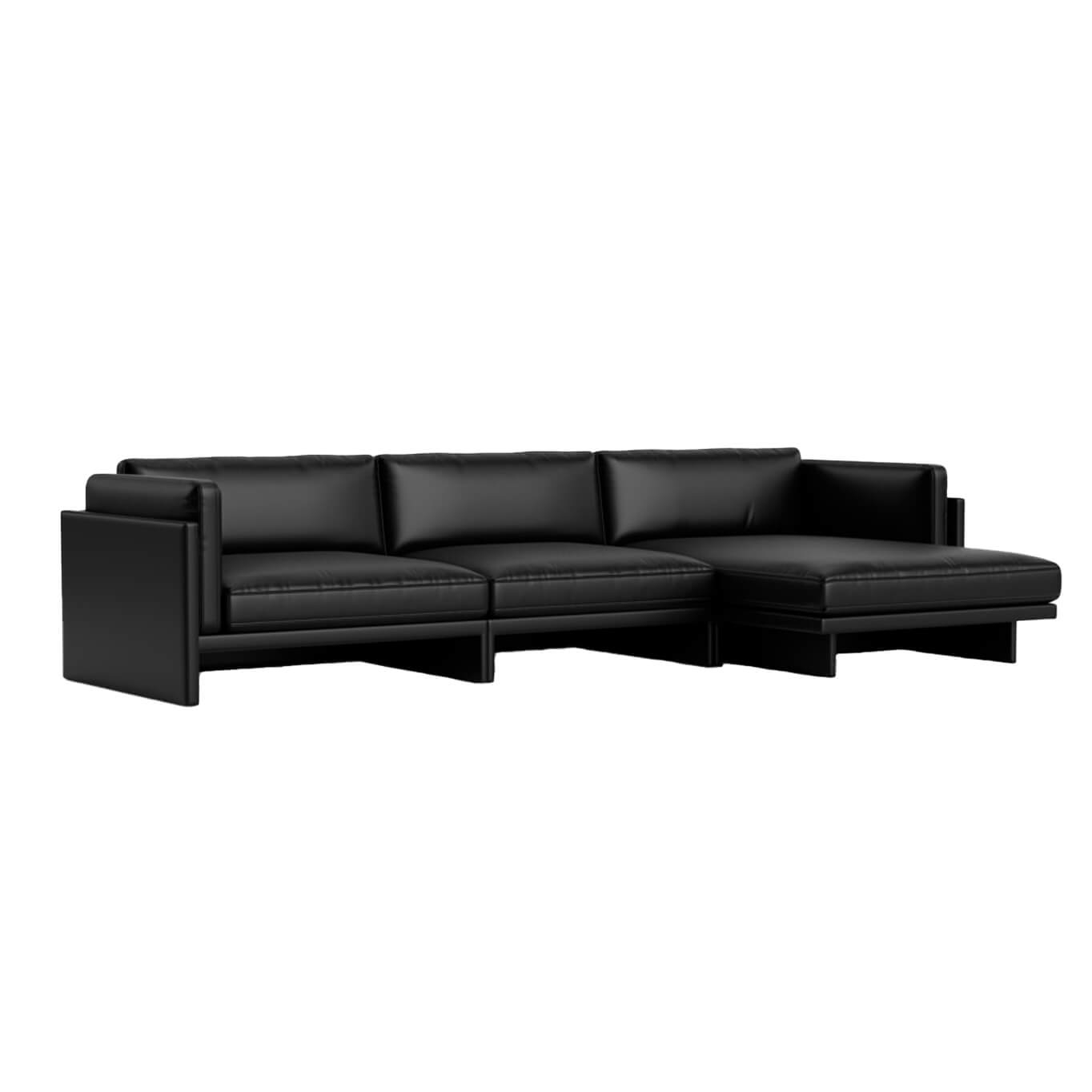 Canapé SOFTY 4 Places Chaise Longue Coté Droit Ultra Cuir Noir NORMANN COPENHAGEN