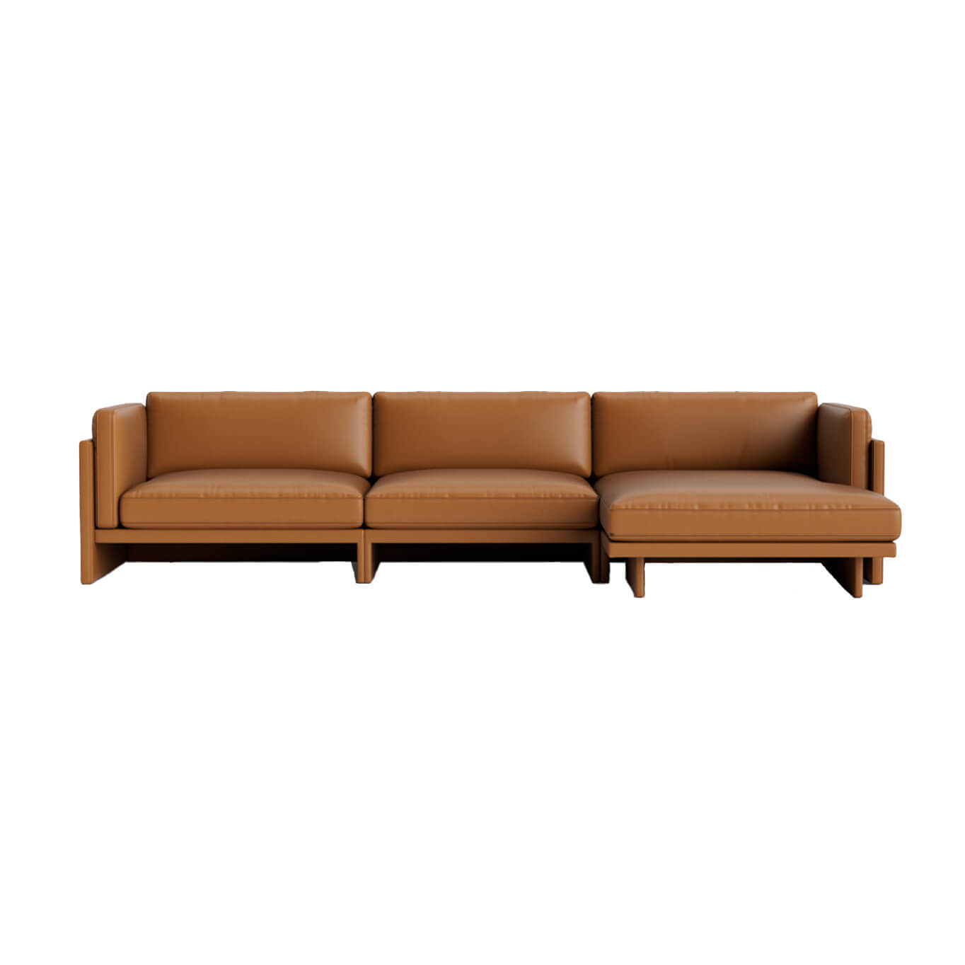Canapé SOFTY 4 Places Chaise Longue Côté Droit Ultra Cuir Cognac NORMANN COPENHAGEN