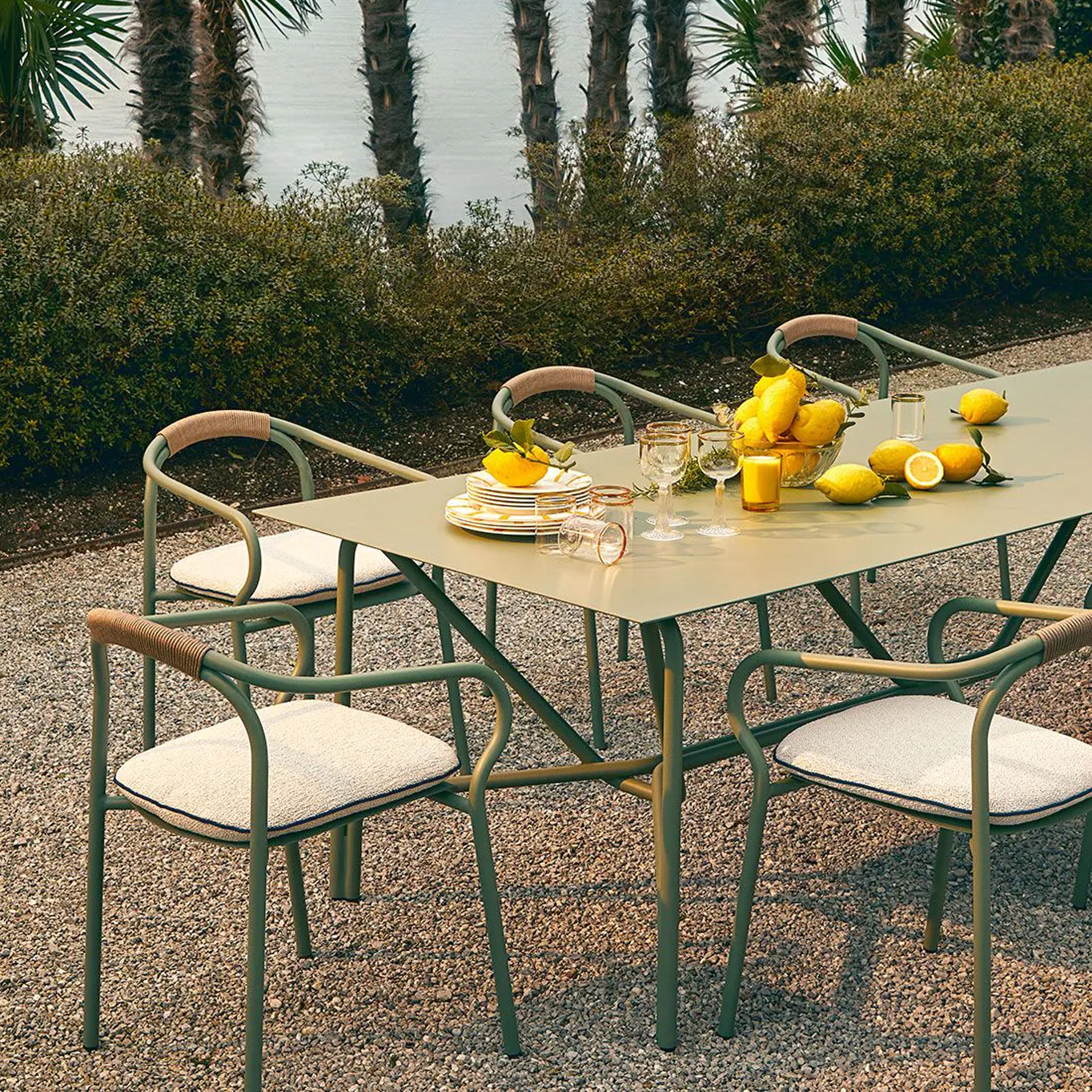 Outdoor Chair and Small Lounge Chair SALO with seat cushion Sage/ Nuvola UNOPIÙ