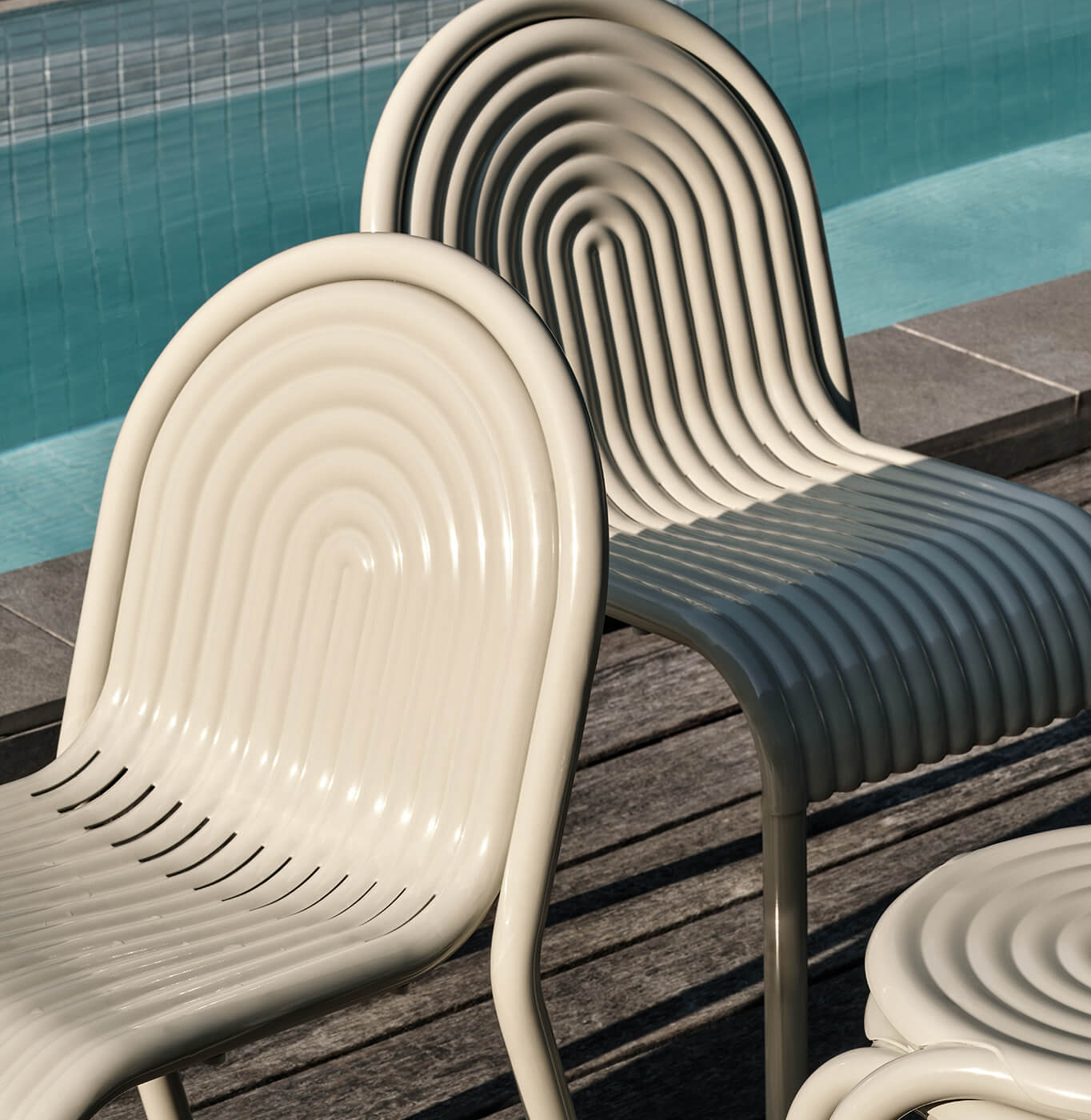 Outdoor Chair and Small Lounge Chair 01 Groove  Side Putty TOM DIXON