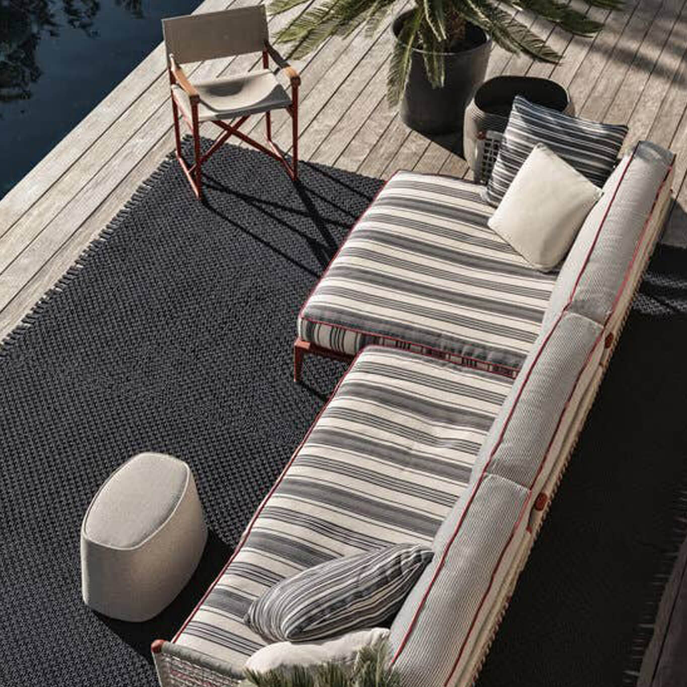 RIBES angulaire Jacquard Elisir rayures étroites noir/corde B&B ITALIA