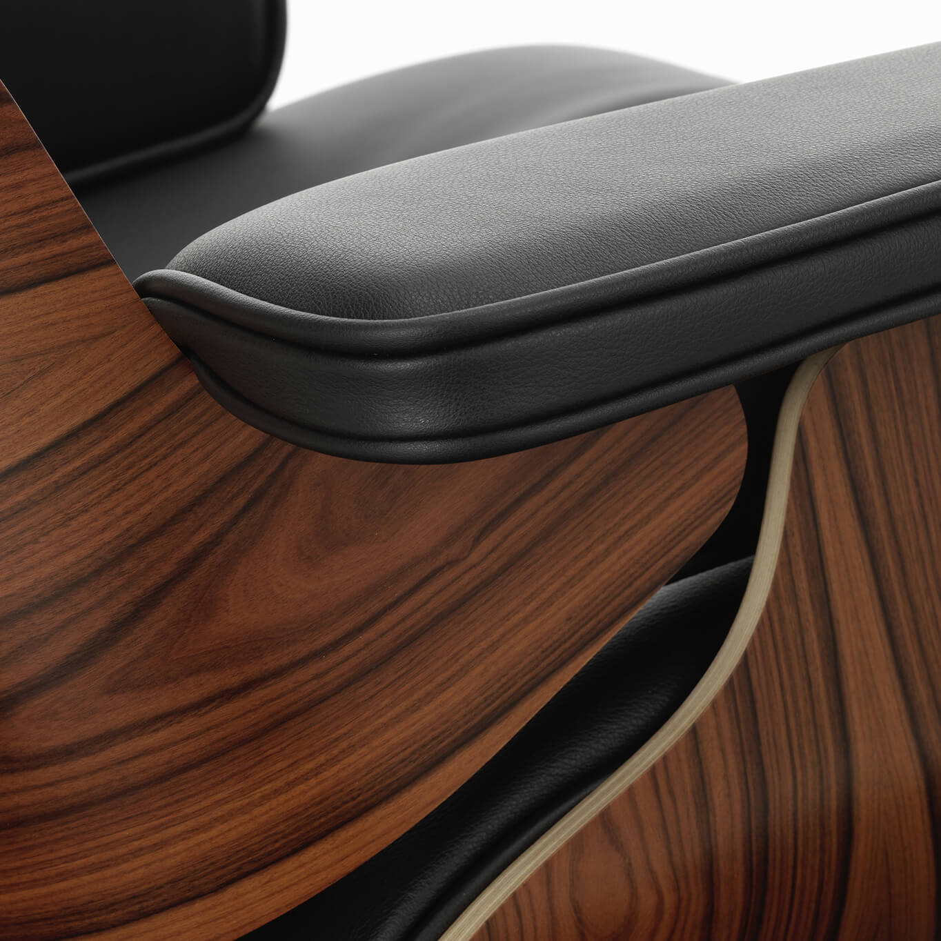 Fauteuil EAMES LOUNGE & OTTOMAN Cuir noir/ coque palissandre VITRA