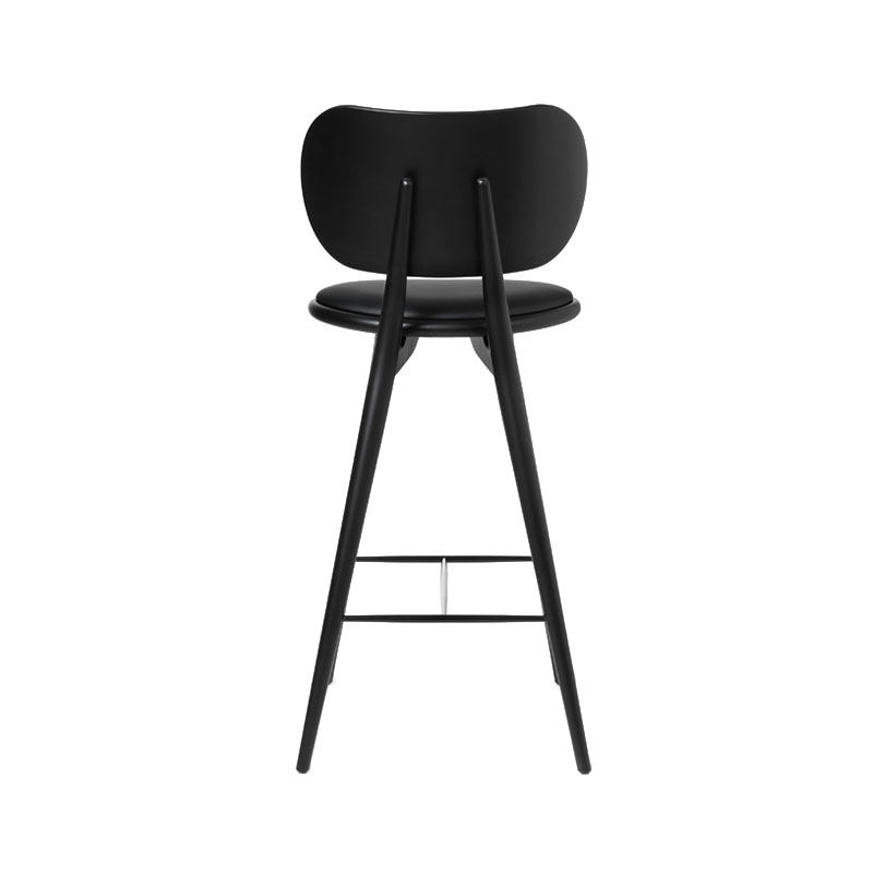 Tabouret haut HIGH STOOL BACKREST Hêtre noir/ cuir noir MATER
