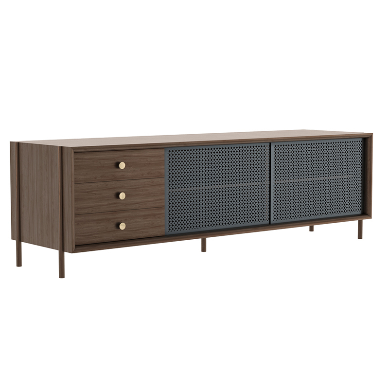 Meuble de rangement Buffet GABIN L162 avec tiroirs Noyer/ Gris ardoise HARTO