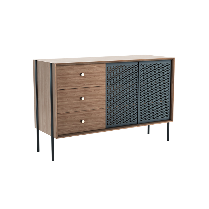 Meuble de rangement Buffet GABIN haut Noyer/ Gris ardoise HARTO