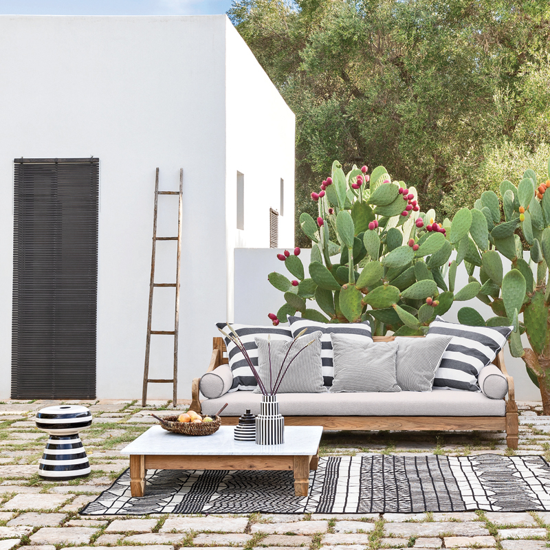 Table basse extérieur Guéridon INOUT 44 Rayures noires GERVASONI