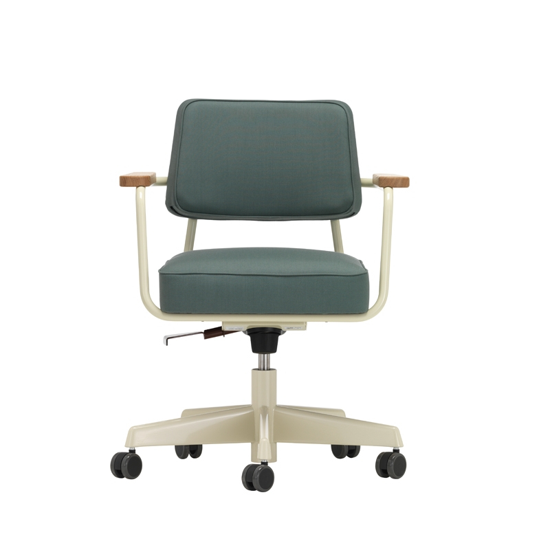 Fauteuil de bureau FAUTEUIL DIRECTION PIVOTANT Twill gris vert 17/ Prouvé Blanc Colombe VITRA