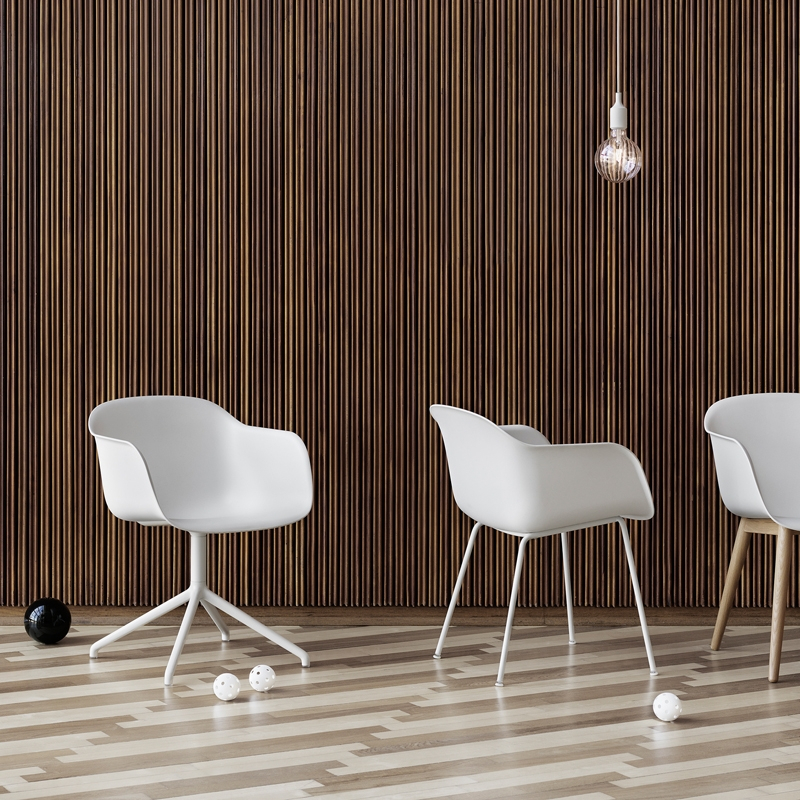 Chaise FIBER ARMCHAIR pied central Blanc MUUTO