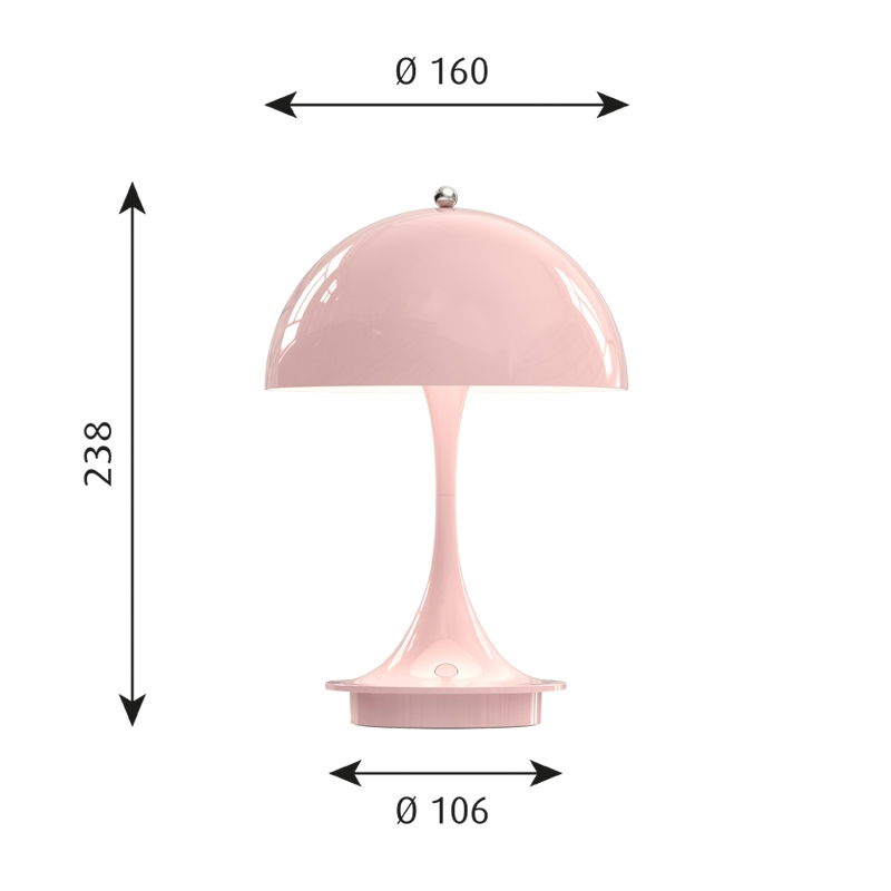 Lampe à poser PANTHELLA 160 PORTABLE METAL V2 Rose pâle LOUIS POULSEN