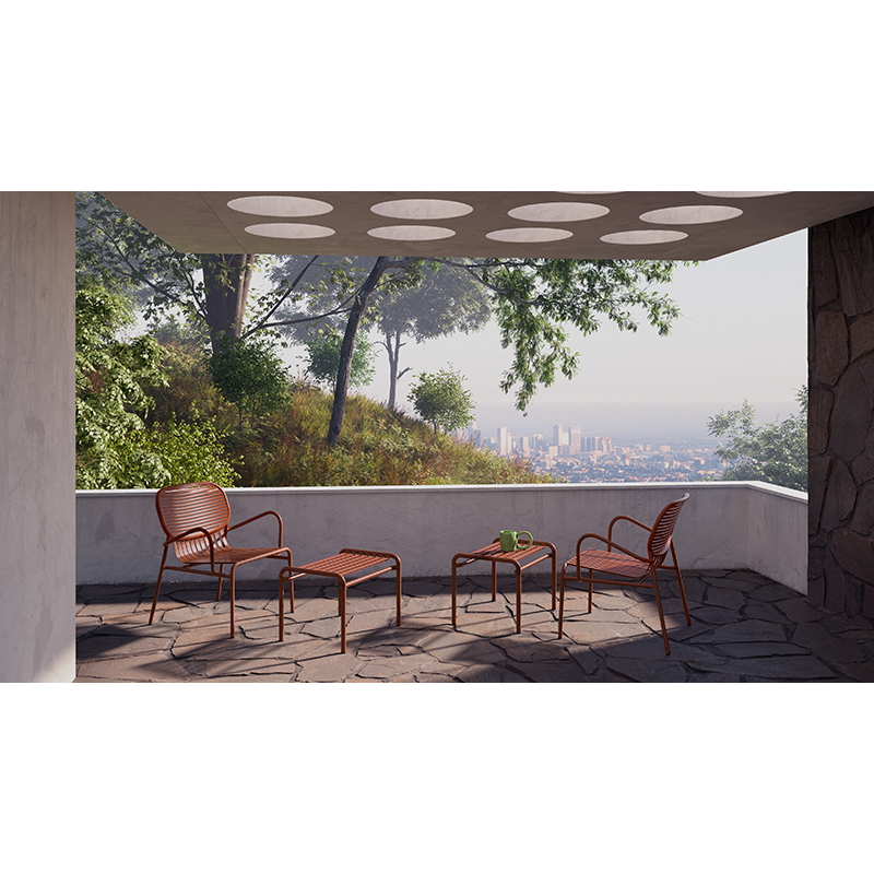 Tabouret extérieur WEEK-END repose-pieds Corail PETITE FRITURE