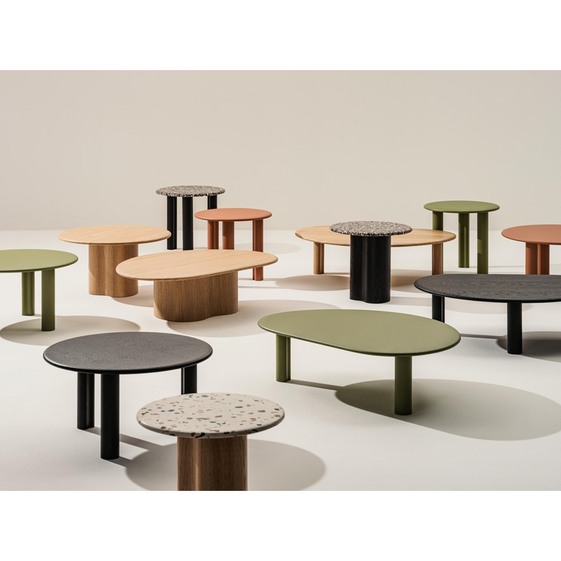 Table d'appoint guéridon GHIA Ø 50 3 pieds terrazzo Terrazzo clair/ chêne noir ARPER