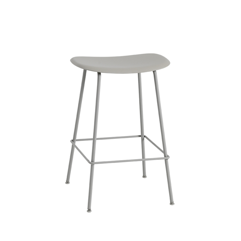 Tabouret haut FIBER BAR STOOL pieds acier Gris MUUTO