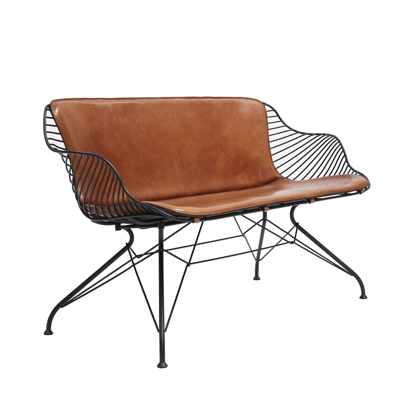 Canapé WIRE SOFA Noir/Cuir Elegance whiskey OVERGAARD & DYRMAN