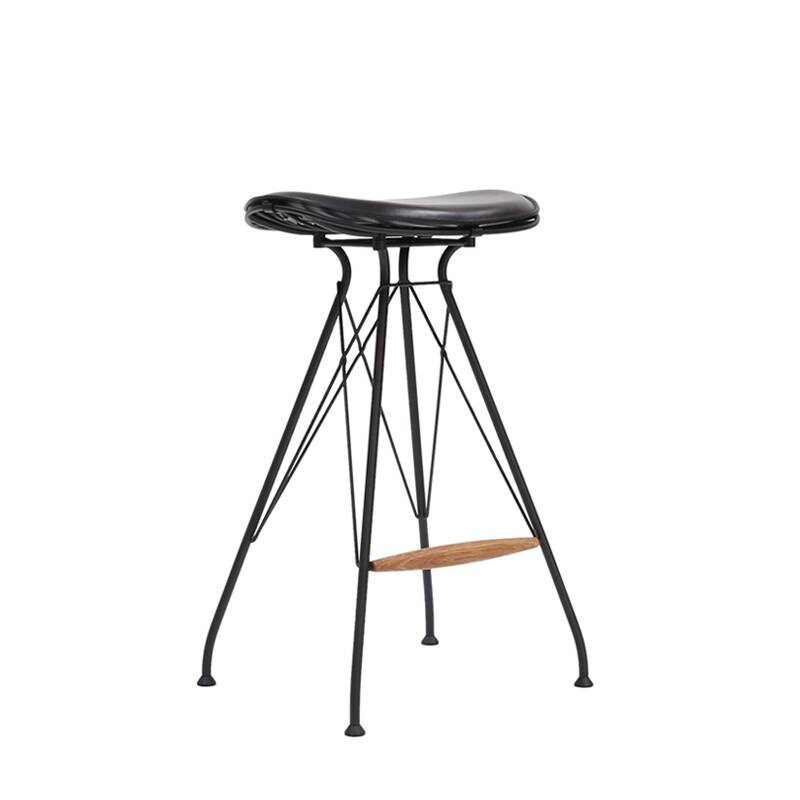 Tabouret haut WIRE BARSTOOL LOW Noir/ Cuir Elegance noir OVERGAARD & DYRMAN