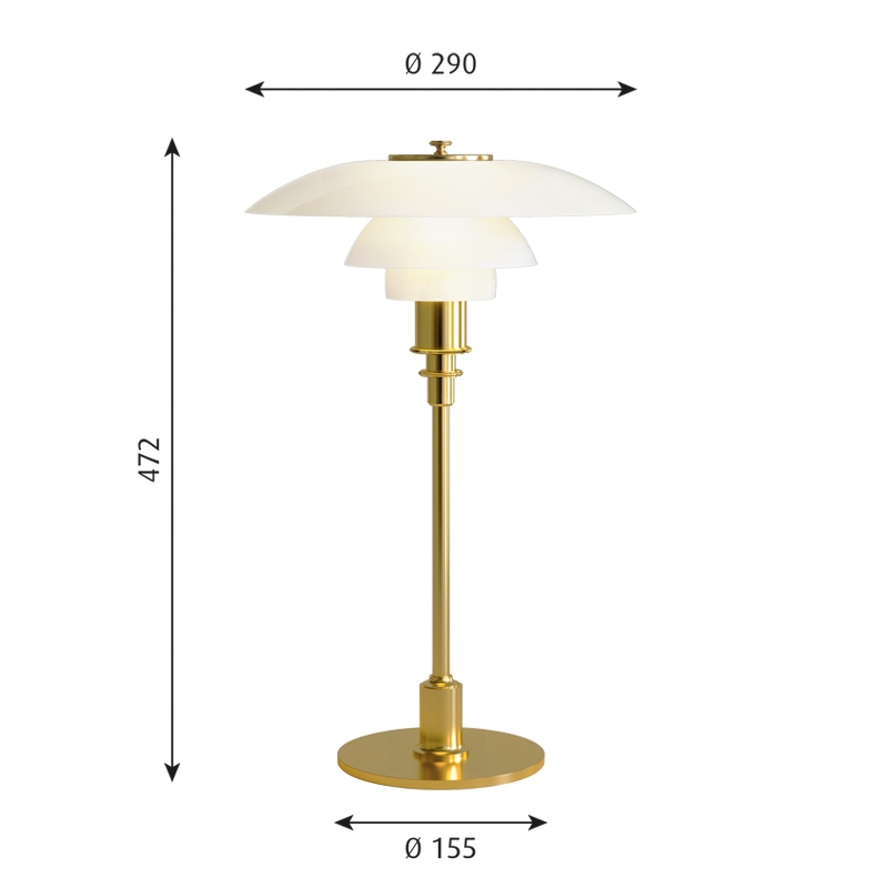 Lampe à poser PH 3/2 TABLE  Laiton métallisé LOUIS POULSEN