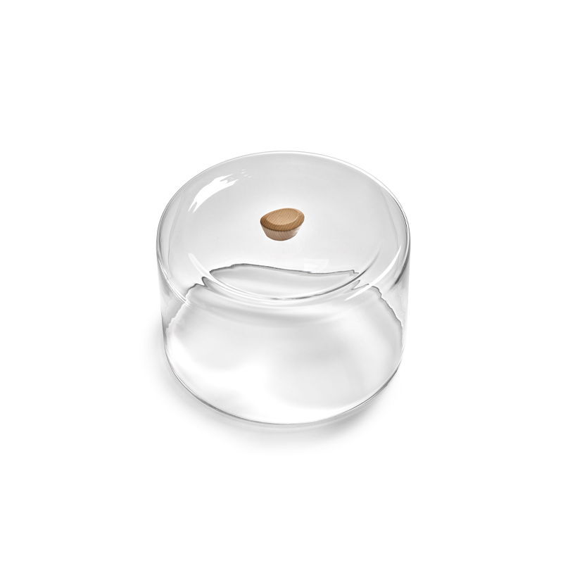 Plateau, plat Cloche en verre DUNE Frêne naturel SERAX