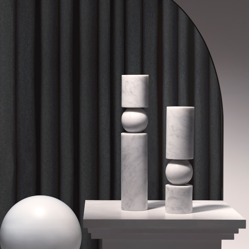 Photophore, bougeoir et bougie Chandelier FULCRUM MARBRE Small Blanc LEE BROOM