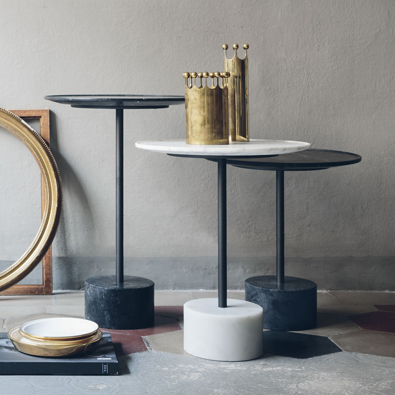 Table d'appoint guéridon 194 9 Marbre Marquina noir CASSINA