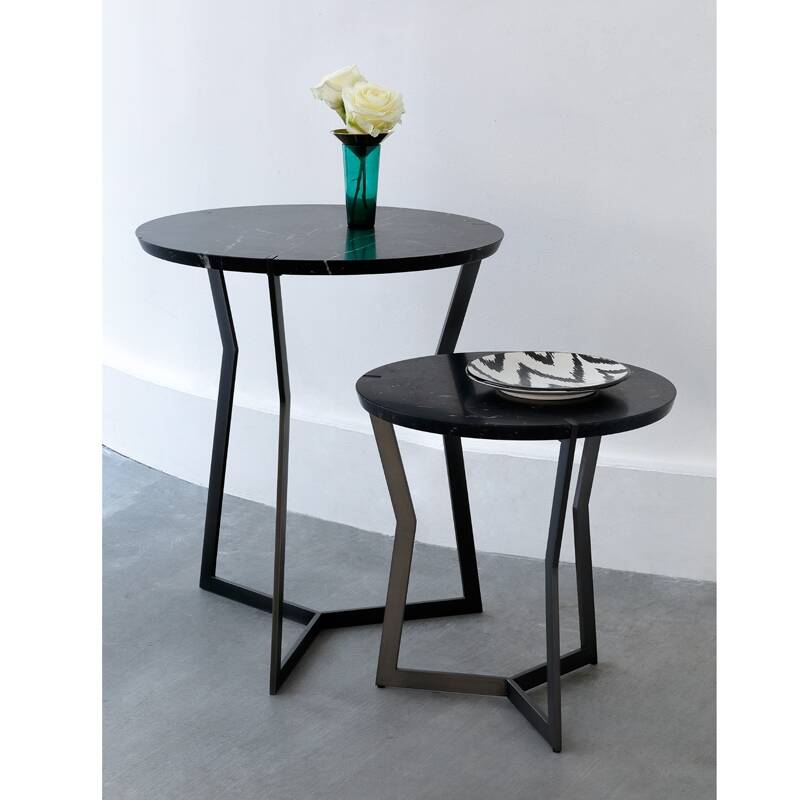 Table d'appoint guéridon STAR MINI Marquina Noir COEDITION