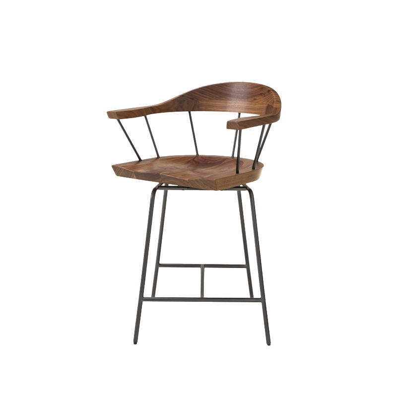 Tabouret haut SPINDLE H 61 Noyer/ gunmetal BASSAMFELLOWS