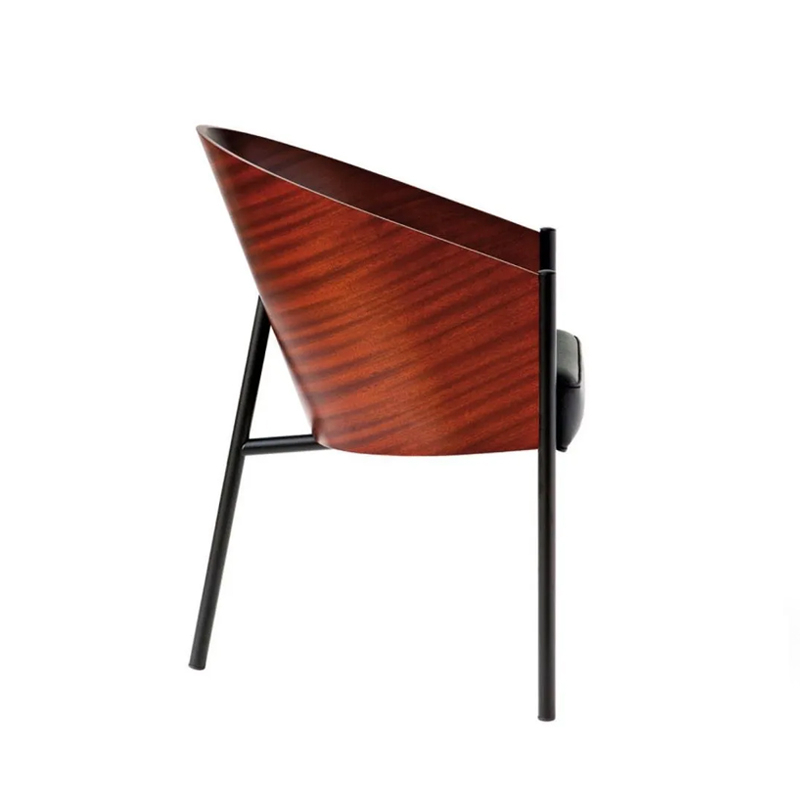 Chaise COSTES Acajou/ cuir noir DRIADE