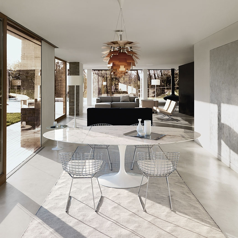 Table SAARINEN Ovale Marbre Arabescato satiné mat KNOLL