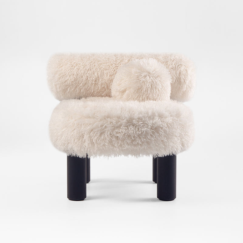 Fauteuil GROPIUS CS2 FLUFFY Azur cotonneux Ivoire/ frêne noir NOOM HOME