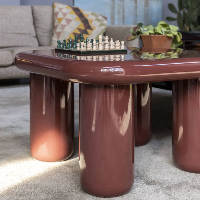 Table basse BILBAO 85x85 Bordeaux laqué brillant MOGG