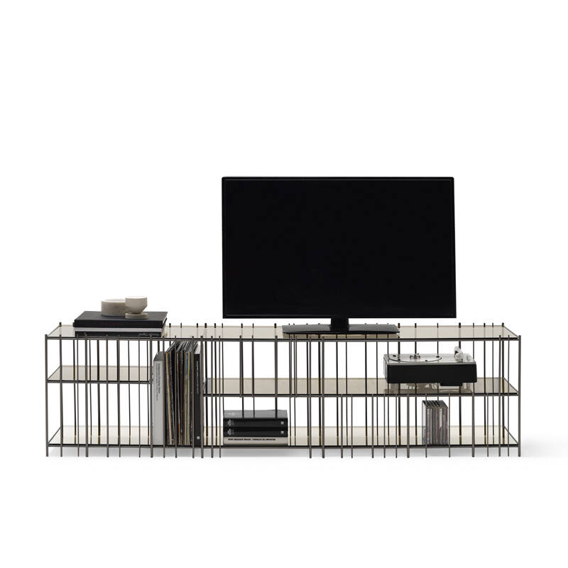 Meuble de rangement METRICA TV Métal bruni/ verre bronze MOGG