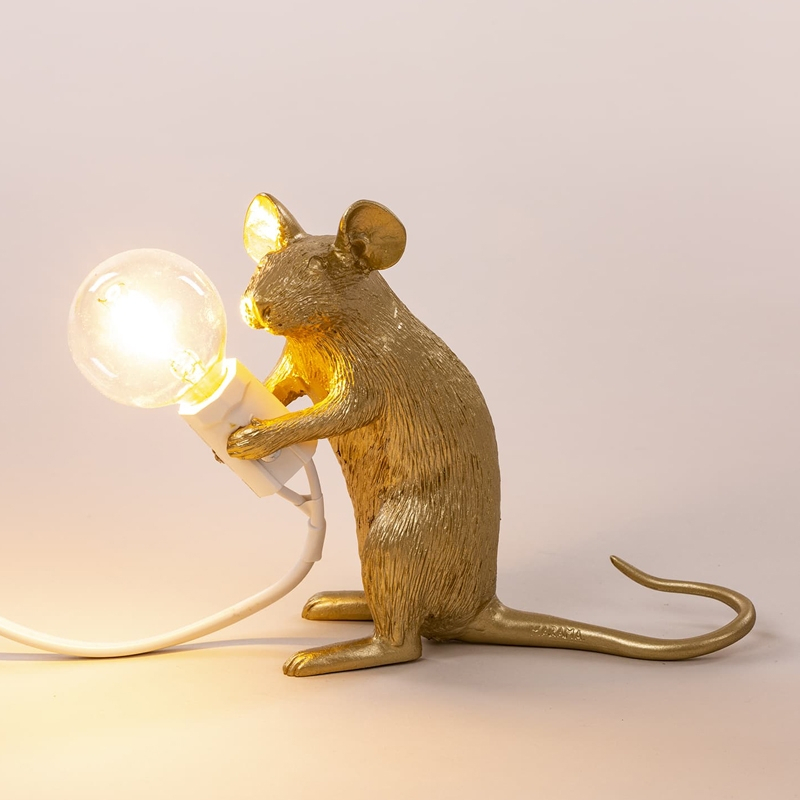 Lampe à poser MOUSE Sitting USB Doré SELETTI