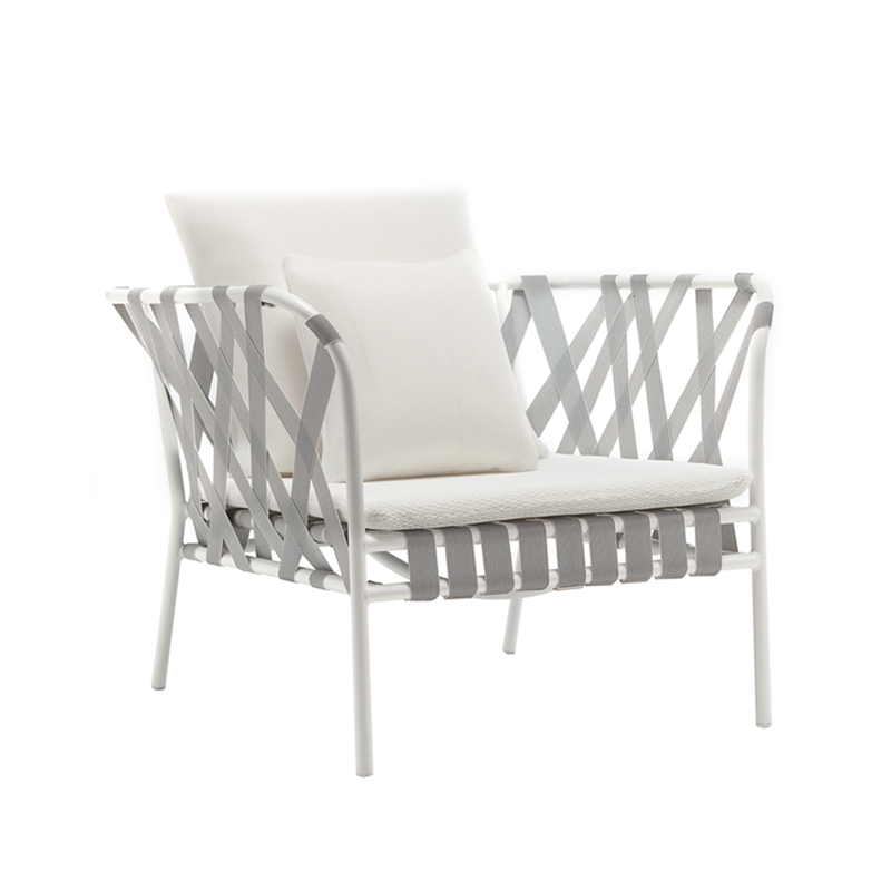 Fauteuil extérieur Fauteuil INOUT 851 Blanc/ sangles grises/ Aspen 03 GERVASONI