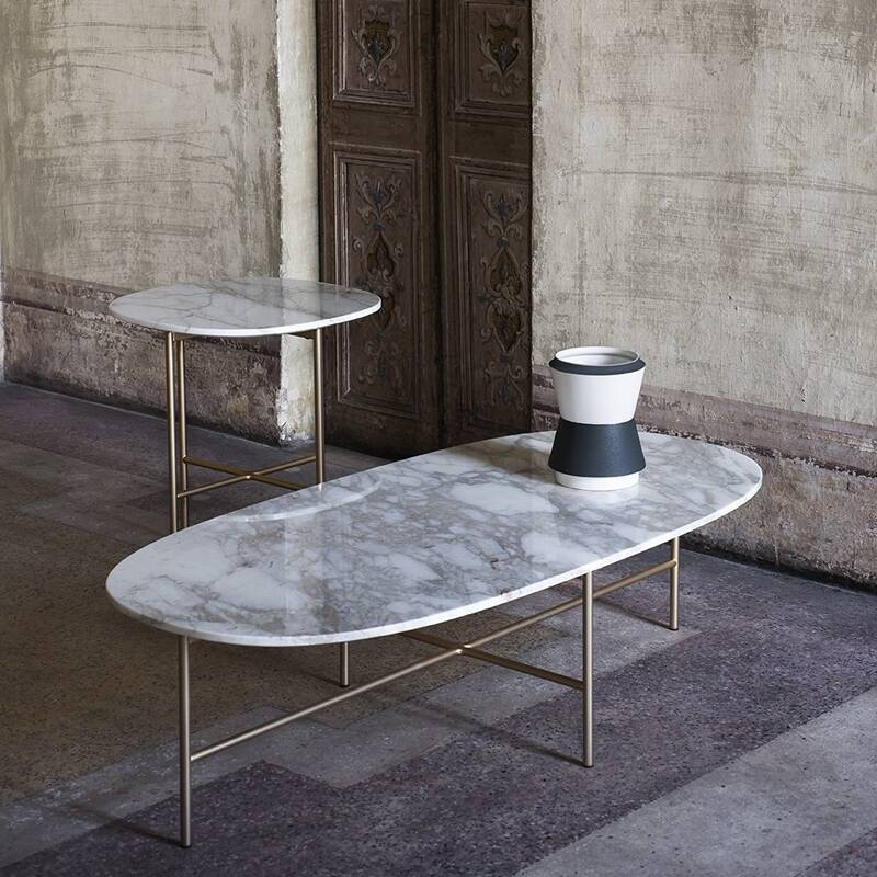 Table d'appoint guéridon SOAP Calacatta blanc  TACCHINI
