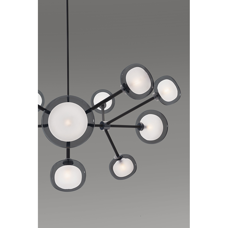 Suspension NABILA 552.12 Chrome noir / verre fumé TOOY