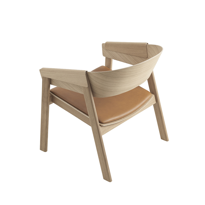 Fauteuil COVER LOUNGE assise cuir Cognac MUUTO