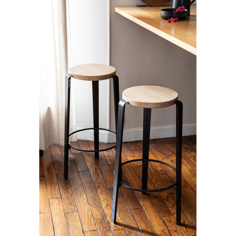 Tabouret haut BIG LOU Chêne Noir graphite TIPTOE