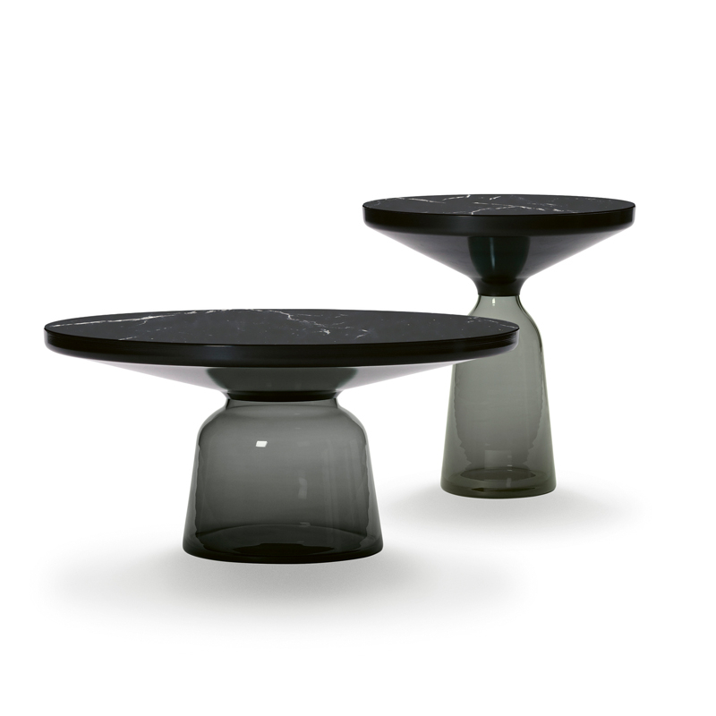 Table d'appoint guéridon BELL SIDE Marbre Bleu Montana/ noir CLASSICON