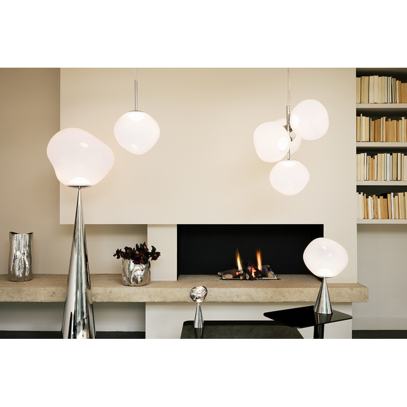 Lampadaire MELT CONE FAT Opalin/ chrome TOM DIXON