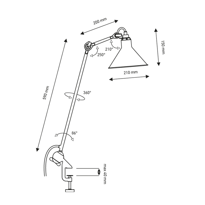 Lampe de bureau GRAS N°201 Chrome DCW EDITIONS