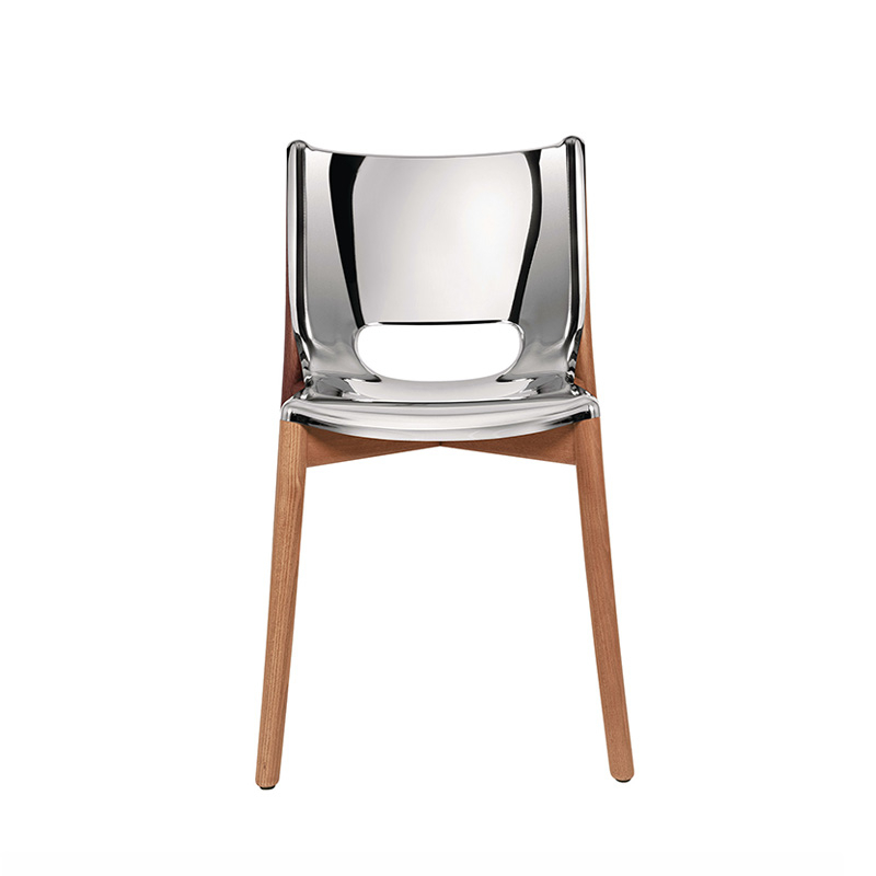 Chaise POÊLE Inox brillant/ hêtre brun ALESSI