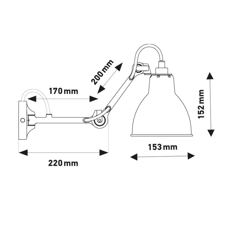Applique GRAS N°204 Noir/ intérieur cuivre DCW EDITIONS