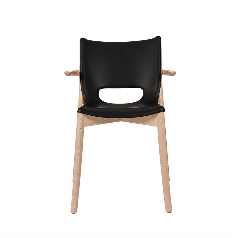 Chaise POÊLE avec accoudoirs Noir/ hêtre naturel ALESSI