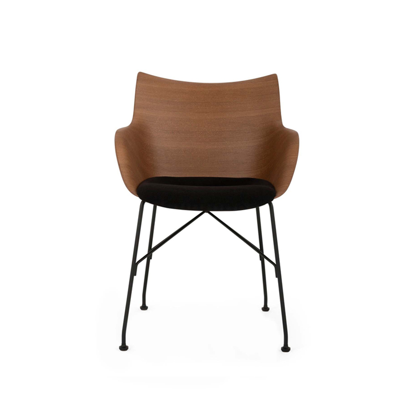 Chaise Q/WOOD assise tissu Bois foncé/ noir/ noir KARTELL