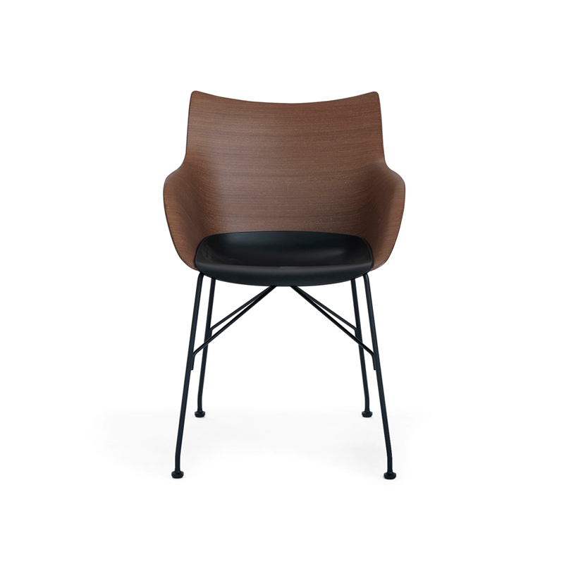 Chaise Q/WOOD assise plastique Hêtre foncé/ noir/ noir KARTELL