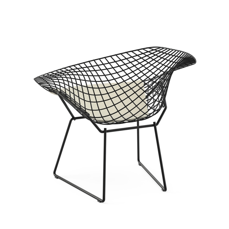 Fauteuil DIAMANT OUTDOOR avec galette d'assise Noir KNOLL