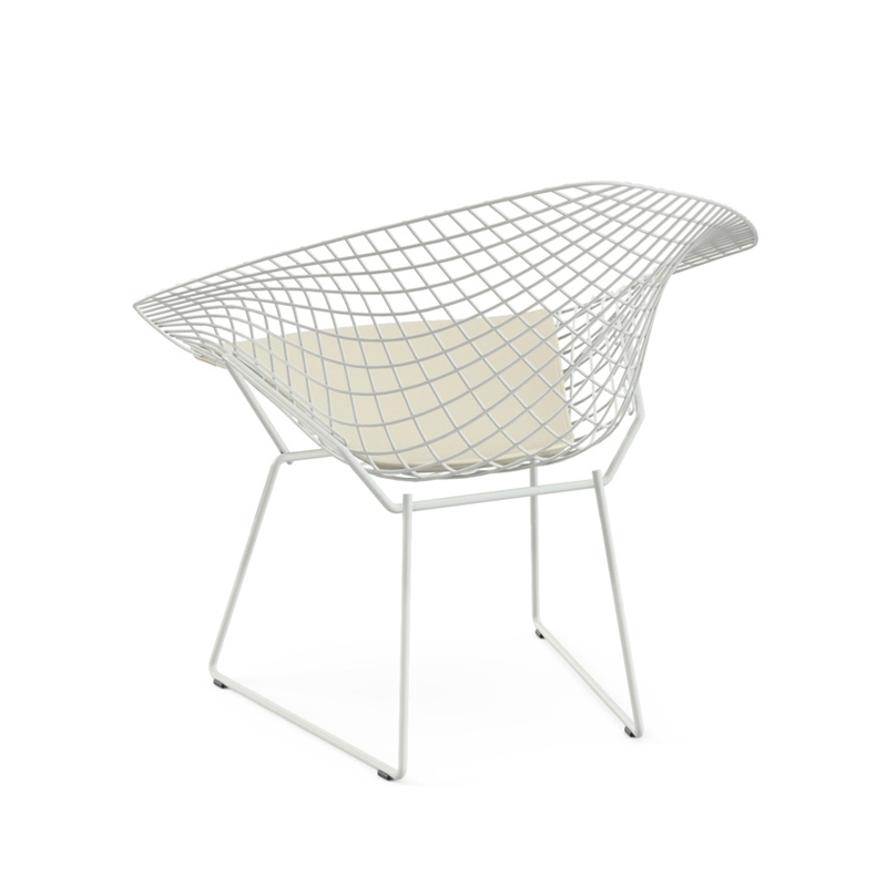 Fauteuil DIAMANT OUTDOOR avec galette d'assise Blanc KNOLL